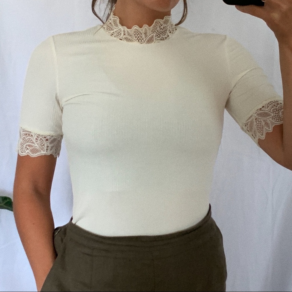 YAS Laced Ribbed Top